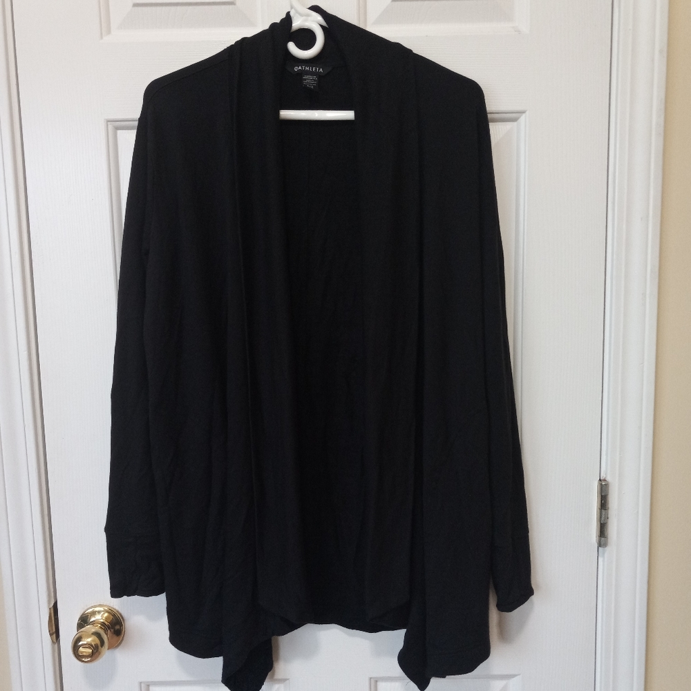 ATHLETA  Womens Black open front jersey cardigan size S/T